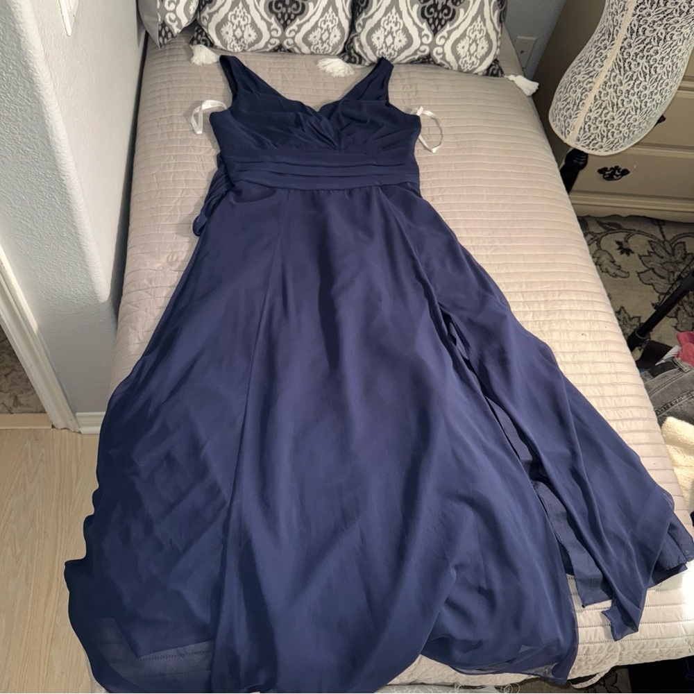 Davids bridal women’s Elegant midnight Navy Blue formal Evening Gown Sz 14